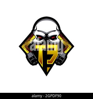 TE Logo Monogramm mit Skull Shape Designs Vorlage Vektor-Symbol modern Stock Vektor