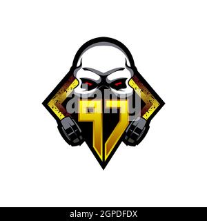 PC Logo Monogramm mit Skull Shape Designs Vorlage Vektor-Symbol modern Stock Vektor