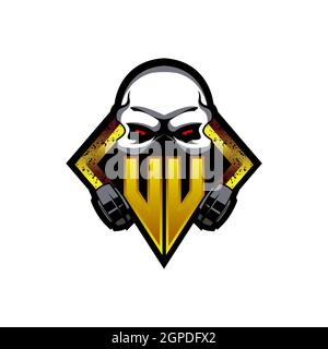 UU Logo Monogramm mit Skull Shape Designs Vorlage Vektor-Symbol modern Stock Vektor