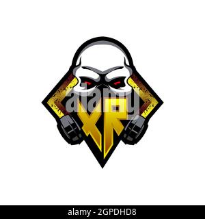 XR Logo Monogramm mit Skull Shape Designs Vorlage Vektor-Symbol modern Stock Vektor