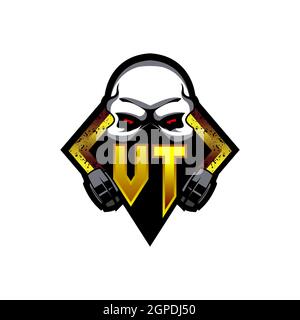 YU Logo eSport Gaming Initial mit Blue Light Color Design-Vektor-Vorlage Stock Vektor