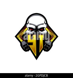 YI Logo Monogramm mit Schädel Form Designs Vorlage Vektor-Symbol modern Stock Vektor