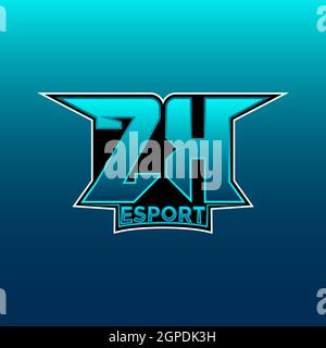 ZK Logo eSport Gaming Initial mit Blue Light Color Design-Vektor-Vorlage Stock Vektor