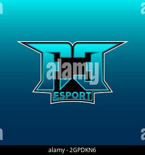 FE Logo eSport Gaming Initial mit Blue Light Color Design-Vektor-Vorlage Stock Vektor
