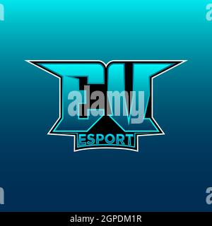 EV Logo eSport Gaming Initial mit Blue Light Color Design-Vektor-Vorlage Stock Vektor