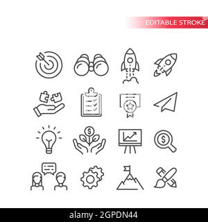 Vektor-Symbolsatz für die Geschäftsstartlinie Stock Vektor