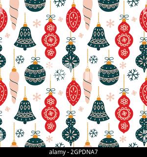 Vektor nahtlose Muster mit Neujahr und Weihnachten Symbole. Stock Vektor