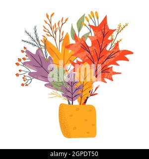 Bundle von Herbst trendy Ikonen. Fallende Blätter aus Eiche, Ahorn, Beeren und Pilz. Scrapbook Sammlung von Herbst Saison Elemente. Flach natürlicher Vektor Abb. Stock Vektor