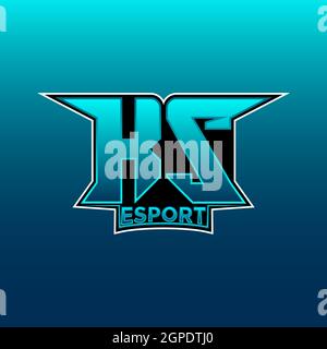 KS Logo eSport Gaming Initial mit Blue Light Color Design-Vektor-Vorlage Stock Vektor