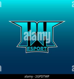 KH Logo eSport Gaming Initial mit Blue Light Color Design-Vektor-Vorlage Stock Vektor