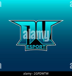 NV Logo eSport Gaming Initial mit Blue Light Color Design-Vektor-Vorlage Stock Vektor