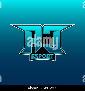 RC Logo eSport Gaming Initial mit Blue Light Color Design-Vektor-Vorlage Stock Vektor