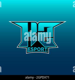 KZ Logo eSport Gaming Initial mit Blue Light Color Design-Vektor-Vorlage Stock Vektor