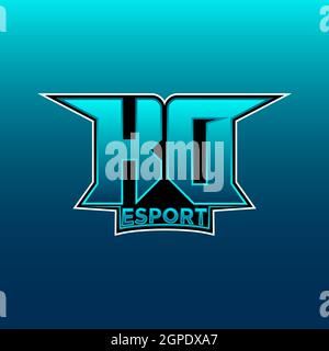 KD Logo eSport Gaming Initial mit Blue Light Color Design-Vektor-Vorlage Stock Vektor
