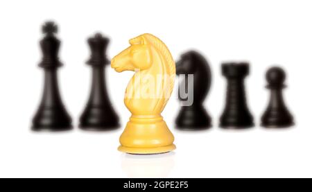 Schachfiguren isoliert auf weißem Hintergrund Stockfoto
