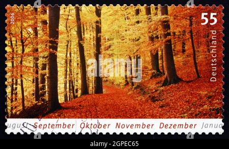 DEUTSCHLAND - UM 2006: Eine in Deutschland gedruckte Briefmarke zeigt Herbst, Saison, um 2006 Stockfoto