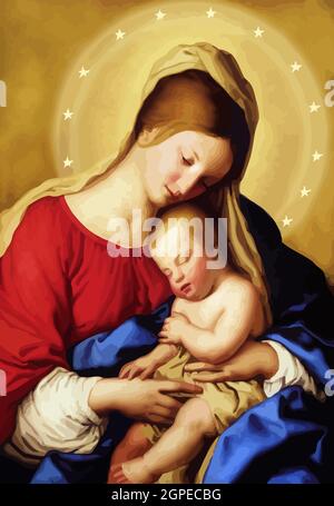 maria nazareth Baby jesus theotokos heilige Illustration Stockfoto