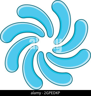 Blaue abstrakte Wirbel Symbol, Cartoon-Stil Stock Vektor