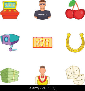 Casino-Icons set, cartoon-Stil Stock Vektor