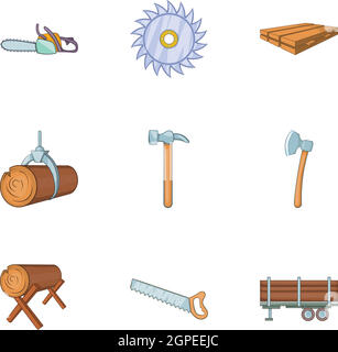 Hackmesser Icons Set, Cartoon-Stil Stock Vektor