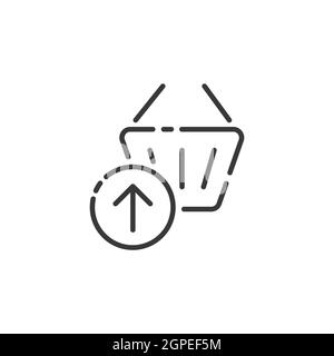 Symbol für dünne Linien im Warenkorb. Pfeil nach oben. Skizzieren Sie die Vektorgrafik für den Handel Stock Vektor