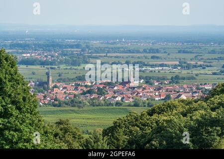 Kleines Dorf an der südlichen Weinstraße in Rheinland-Pfalz Stockfoto