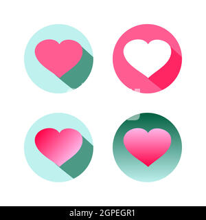 Rote Form Herz Symbol Symbol Grafik Design flach, valentine Zeichen isoliert auf weißem Hintergrund Vektor Illustration Set Stock Vektor