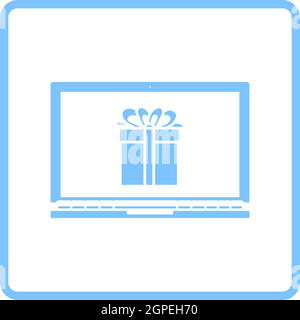 Laptop Mit Symbol Für Geschenkbox Auf Dem Bildschirm Stock Vektor