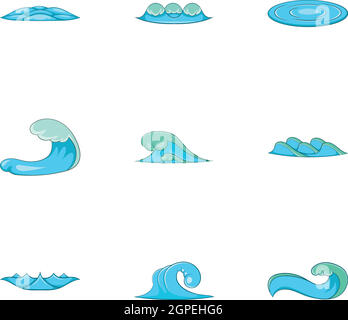 Flut Icons Set, Cartoon-Stil Stock Vektor