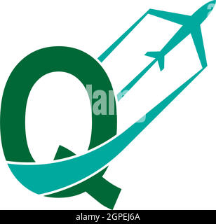 Buchstabe Q mit Ebenenlogo-Symbol-Designvektor Stock Vektor