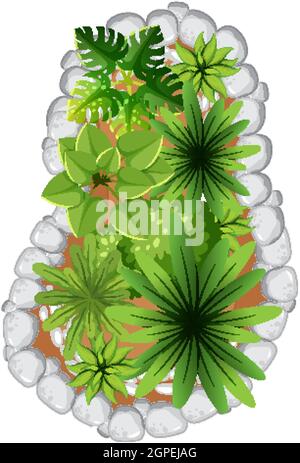 Luftaufnahme von vielen tropischen Bäumen isoliert auf weißem Hintergrund Illustration Stock Vektor