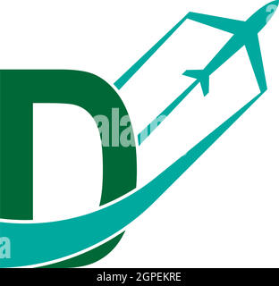 Buchstabe D mit Ebenenlogo-Symbol-Designvektor Stock Vektor