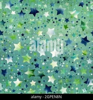 Nahtloses Muster aus Sternmotiv in aufwändigen Farben und Textur Stockfoto