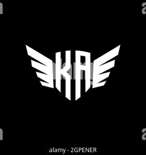 KA Monogram Logo geometrische Initiale mit Flügel Form Stil Design-Vorlage. Flügel Initial Logo Design isoliert in schwarzem Hintergrund Stock Vektor