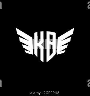 KB Monogram Logo geometrische Initiale mit Flügel Form Stil Design-Vorlage. Flügel Initial Logo Design isoliert in schwarzem Hintergrund Stock Vektor