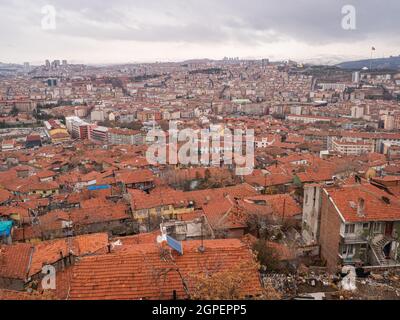 Blick auf die türkische Hauptstadt Ankara vom Schloss aus. Stockfoto