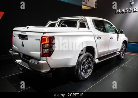 Mitsubishi L200 Pick-up-Truck-Modell auf der Autosalon 2020 Motor Show gezeigt. Brüssel, Belgien - 9. Januar 2020. Stockfoto