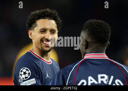 Paris, Frankreich. September 2021. Marquinhos von Paris St Germain während des UEFA Champions League-Spiels im Parc des Princes, Paris. Bildnachweis sollte lauten: David Klein/Sportimage Kredit: Sportimage/Alamy Live News Stockfoto