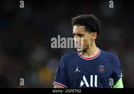 Paris, Frankreich. September 2021. Marquinhos von Paris St Germain während des UEFA Champions League-Spiels im Parc des Princes, Paris. Bildnachweis sollte lauten: David Klein/Sportimage Kredit: Sportimage/Alamy Live News Stockfoto