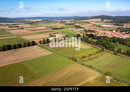 Die Landschaft des Werra-Tals bei Herleshausen in Hessen in Deutschland Stockfoto