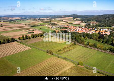 Die Landschaft des Werra-Tals bei Herleshausen in Hessen in Deutschland Stockfoto