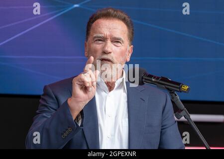 Arnold Schwarzenegger, Herr Olympia, Hollywood Star, ehemaliger Gouverneur von Kalifornien auf der Digital X Veranstaltung in Köln, Deutschland Stockfoto