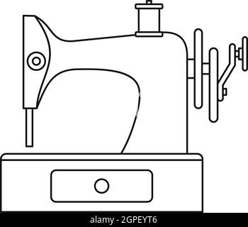 Nähmaschine-Symbol, Umriss-Stil Stock Vektor