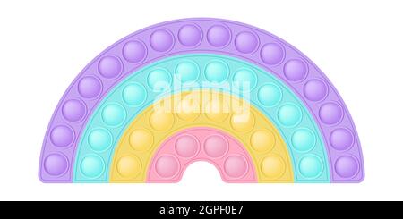 POPIT ein modisches Silizium-Fidget-Spielzeug. Süchtig machendes Antistress Regenbogen Spielzeug für Fidget in Pastellfarben. Bubble Sensory popit für Kinder Finger. Vektor i Stock Vektor