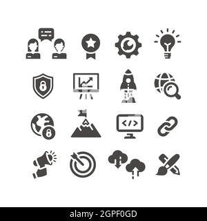 SEO-Vektor-Symbol für Schwarz gesetzt Stock Vektor