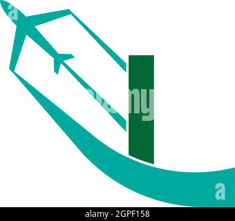 Buchstabe L mit Ebenenlogo-Symbol-Designvektor Stock Vektor
