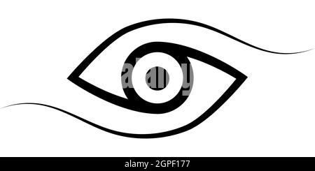 Logo Auge kalligraphische Linien, Vektor elegante Auge Symbol Einblick Weitsicht Stolz und Sinn Einheit Stock Vektor