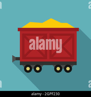 Warenkorb auf Rädern mit gold Symbol, flachen Stil Stock Vektor