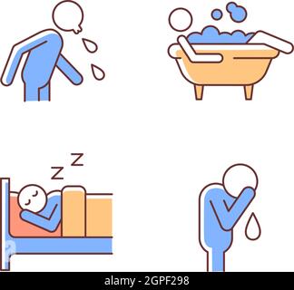 RGB-Farbsymbole für menschliche Aktionen eingestellt Stock Vektor