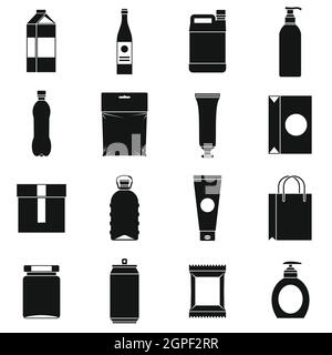 Verpackung Elemente Symbole gesetzt, einfachen Stil Stock Vektor